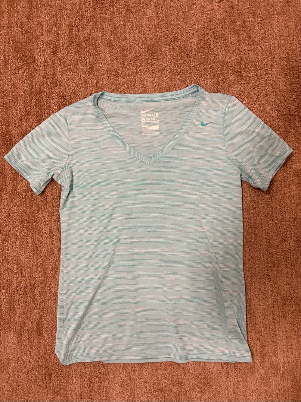 Nike Women's Light Blue Dri-Fit V-Neck Short Sleeve Tee
